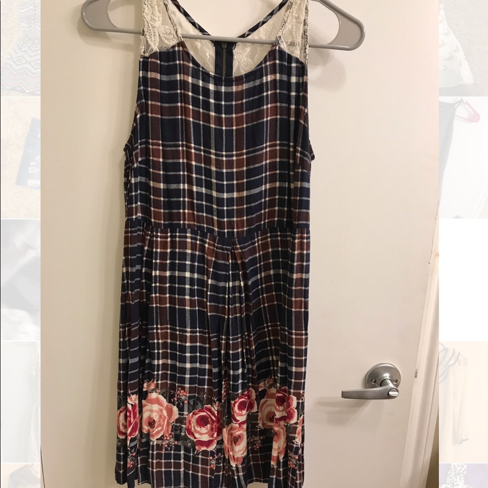 vintage plaid & floral dress